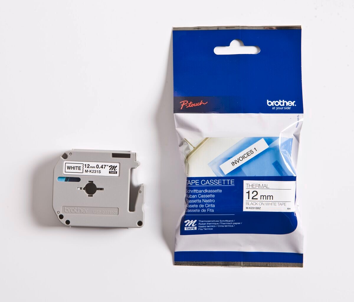 Schriftband M-K231S (nicht lam.) Schwarz auf Wei&szlig; 12mm x 4m - Bild 1