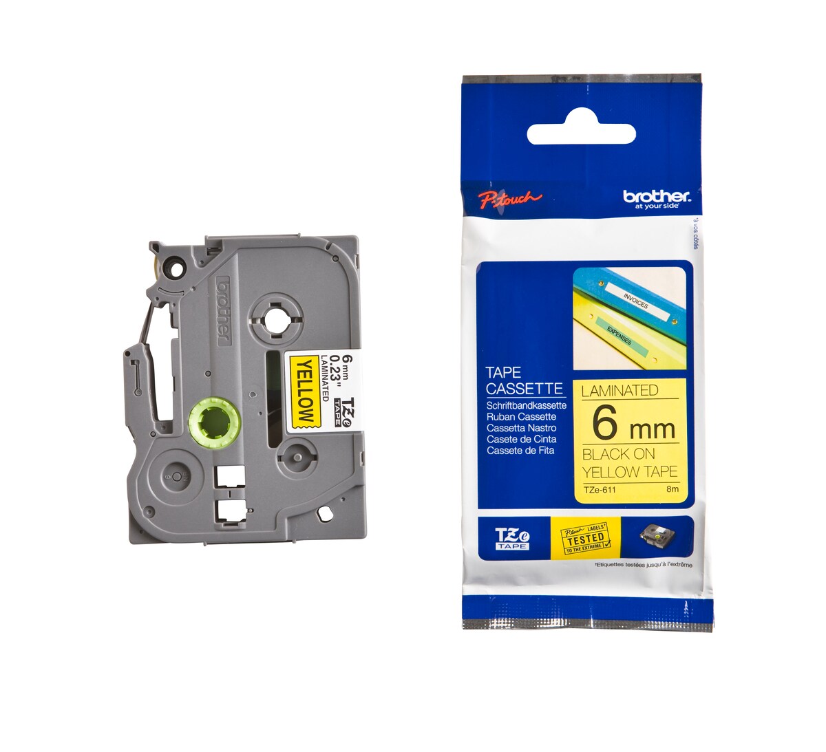 Schriftband TZe-611 (lam.) Schwarz auf Gelb 6mm x 8m - Bild 1