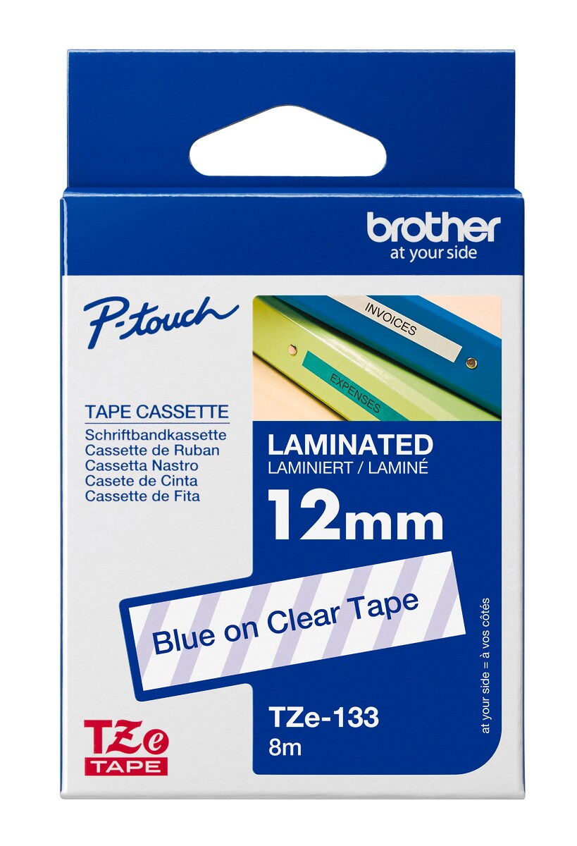 Schriftband TZe-133 (lam.) Blau auf Transparent 12mm x 8m - Bild 1