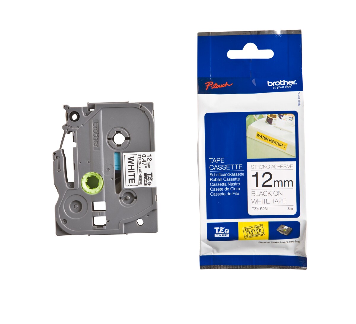 Schriftband TZe-S231 (extra st.) Schwarz auf Wei&szlig; 12mm x 8m - Bild 1
