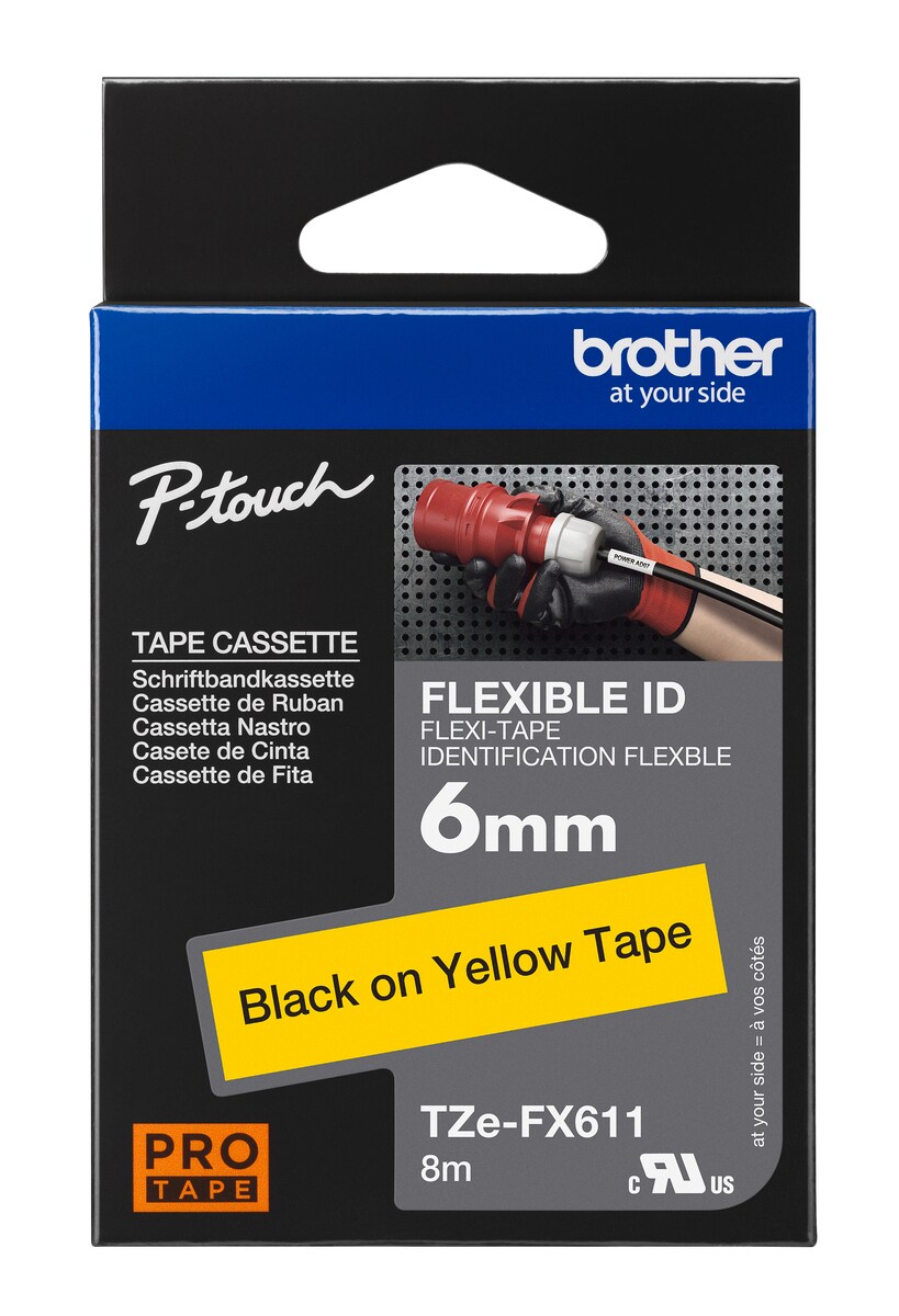 Schriftband TZe-FX611 (lam., flex.) Schwarz auf Gelb 6mm x 8m - Bild 1
