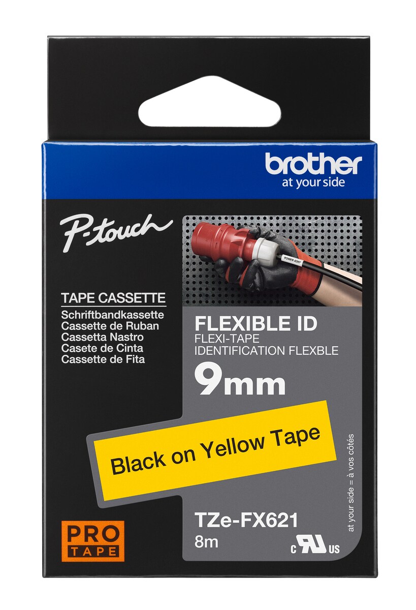 Schriftband TZe-FX621 (lam., flex.) Schwarz auf Gelb 9mm x 8m - Bild 1