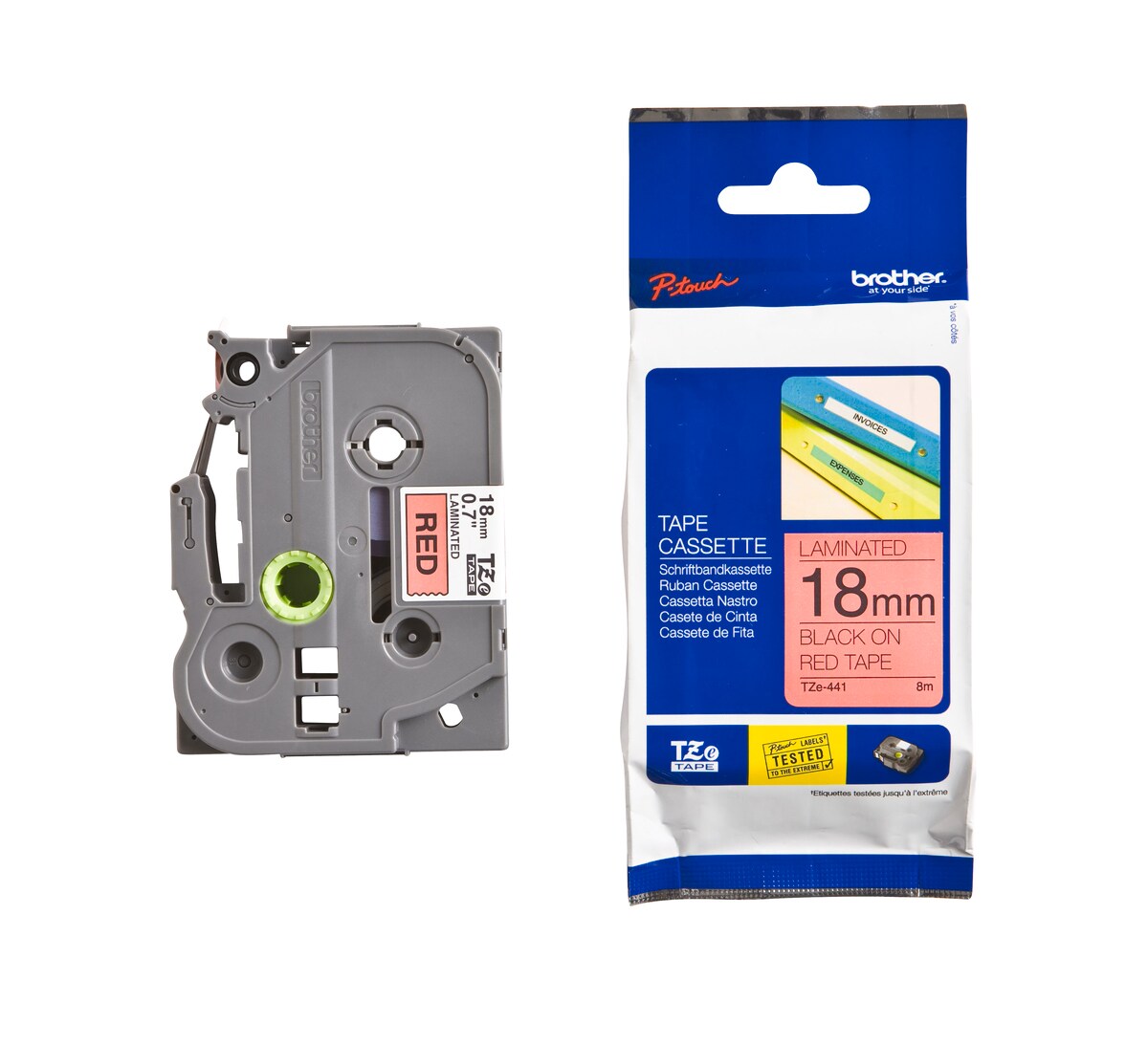 Brother Schriftband TZe-441 (lam.) Schwarz auf Rot 18mm x 8m - Bild 1