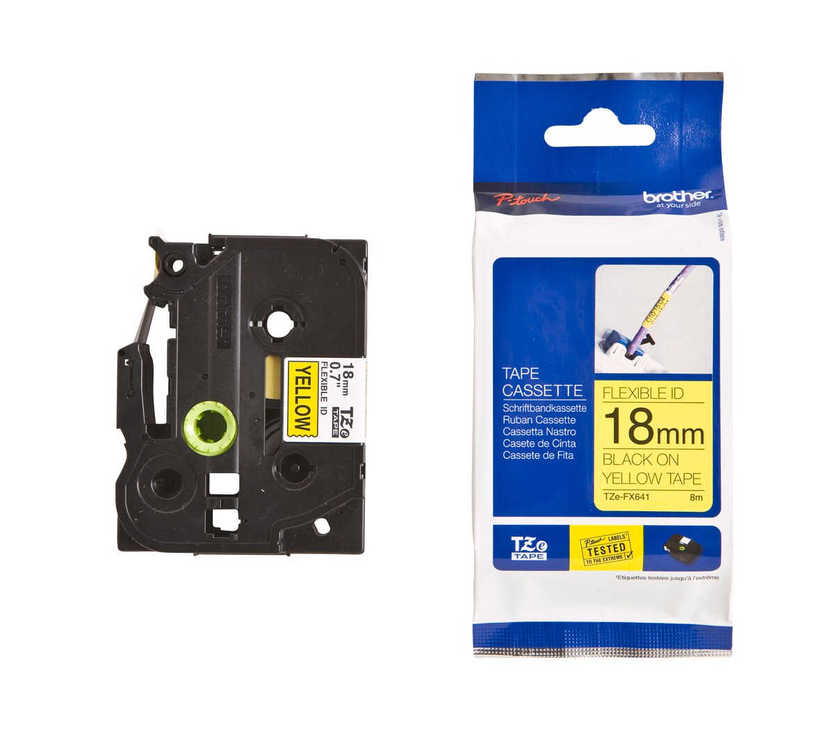 Schriftband TZe-FX641 (lam., flex.) Schwarz auf Gelb 18mm x 8m - Bild 1