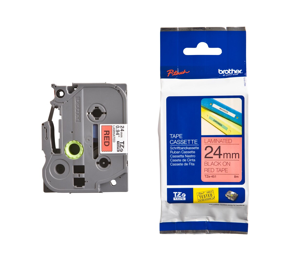 Schriftband TZe-451 (lam.) Schwarz auf Rot 24mm x 8m - Bild 1