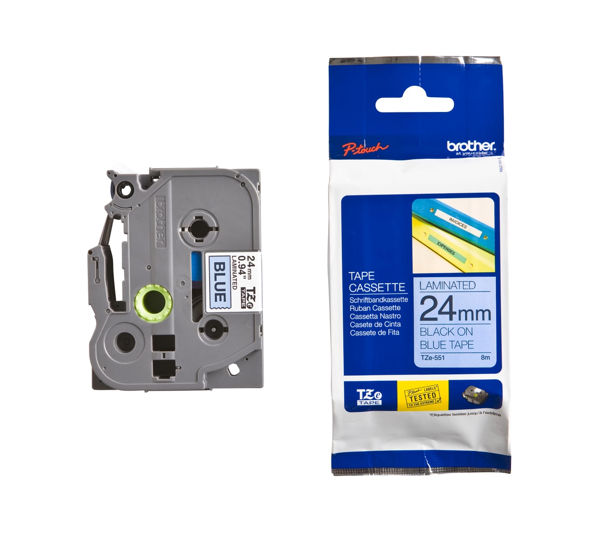 Schriftband TZe-551 (lam.) Schwarz auf Blau 24mm x 8m - Bild 1