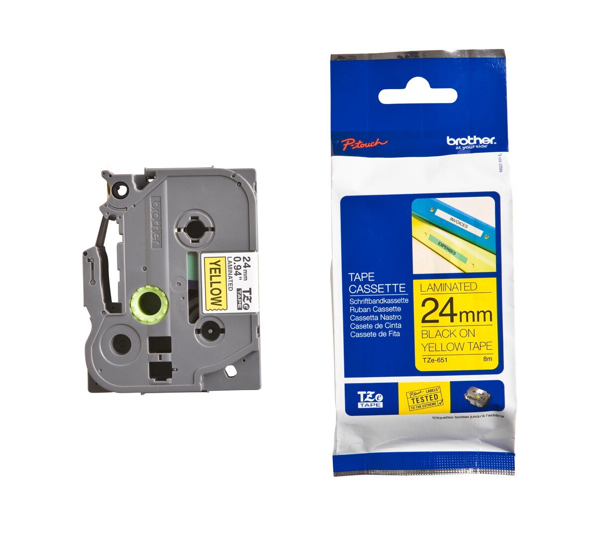 Schriftband TZe-651 (lam.) Schwarz auf Gelb 24mm x 8m - Bild 1