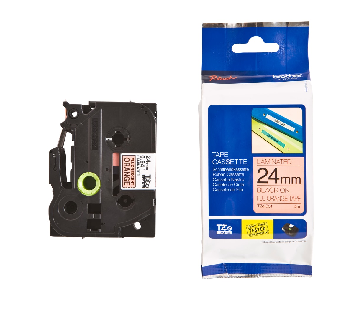 Schriftband TZe-B51 (lam.) Schwarz auf Signalorange 24mm x 5m - Bild 1