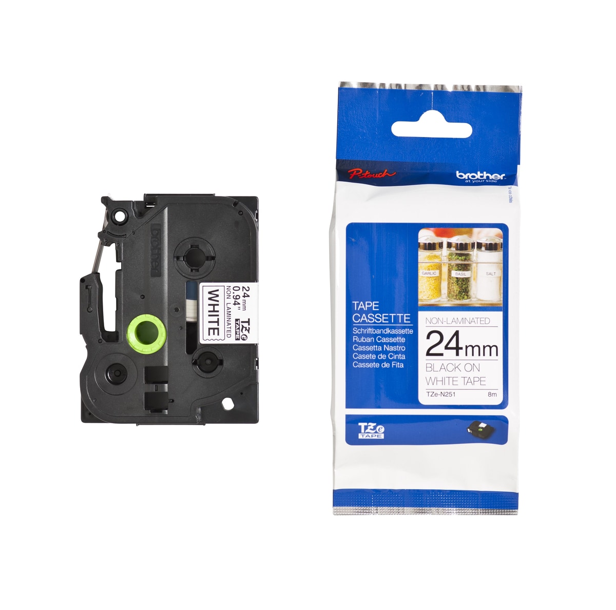 Schriftband TZe-N251 (nicht lam.) Schwarz auf Wei&szlig; 24mm x 8m - Bild 1