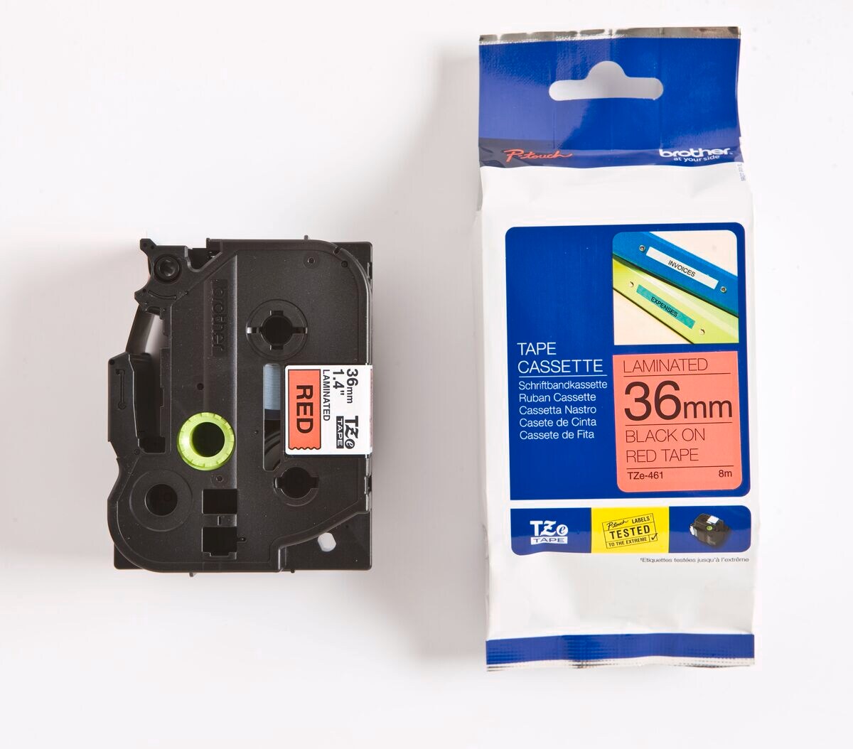 Brother Schriftband TZe-461 (lam.) Schwarz auf Rot 36mm x 8m - Bild 1