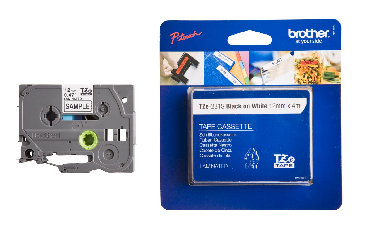Schriftband TZe-231S (lam.) Schwarz auf Wei&szlig; 12mm x 4m - Bild 1