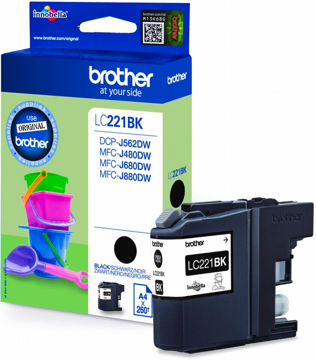 Brother Tintenpatrone LC-221BK Schwarz (ca. 260 Seiten) - Bild 1