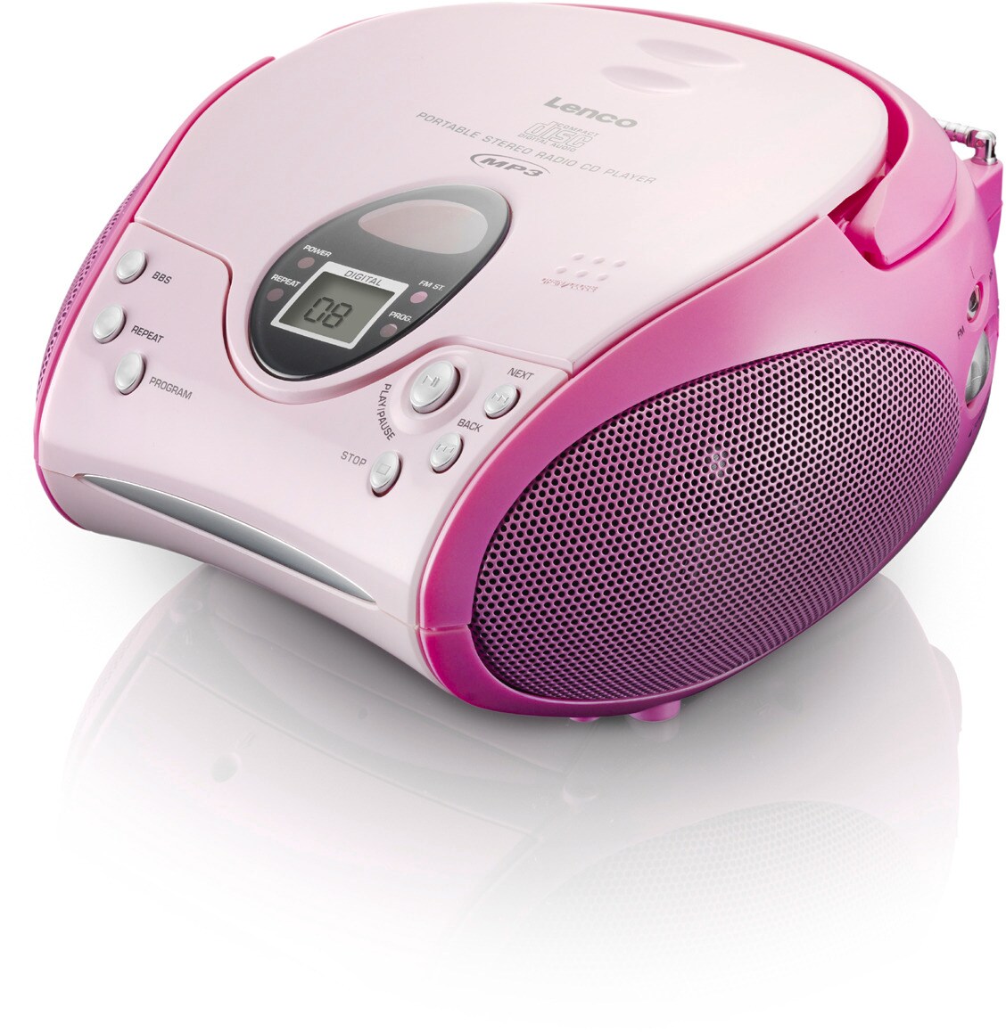 LENCO SCD-24 Stereo UKW-Radio mit CD-Player, rosa/pink - Bild 1