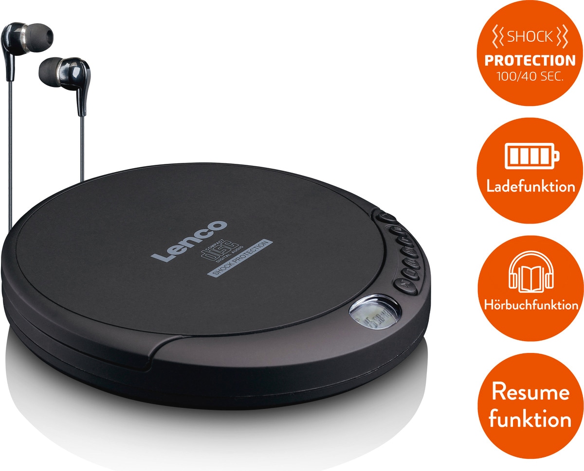 LENCO CD-200 portabler CD Player/ Discman, schwarz - Bild 1