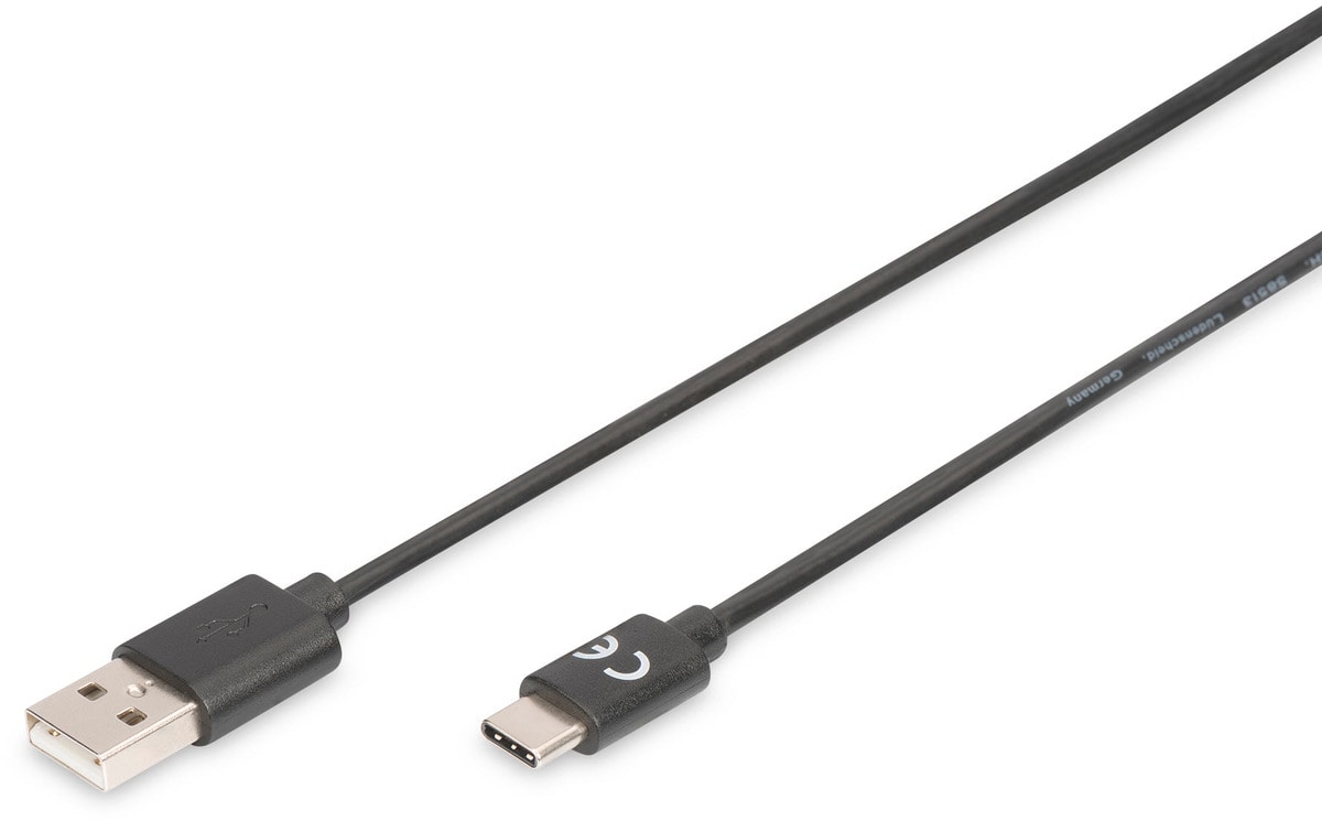 DIGITUS USB Type-C auf A 2.0 Anschlusskabel St/St 1.0m schwarz - Bild 1