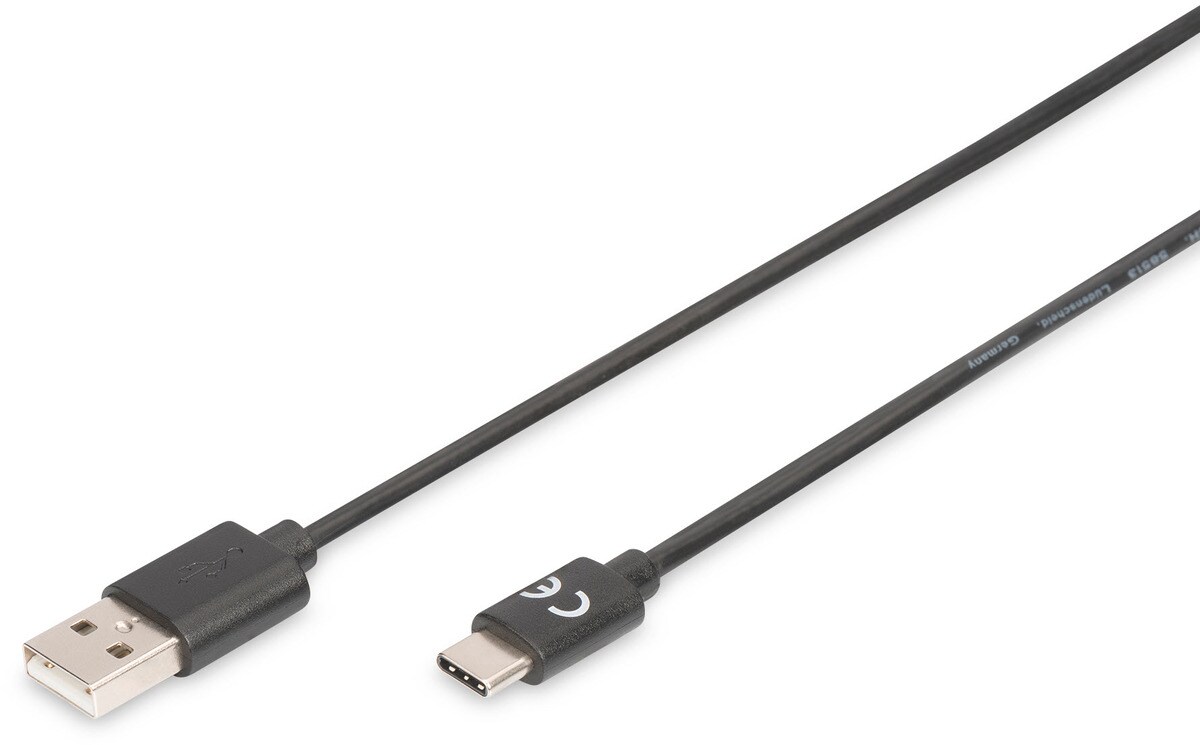 DIGITUS USB Type-C auf A 2.0 Anschlusskabel St/St 1.8m schwarz - Bild 1