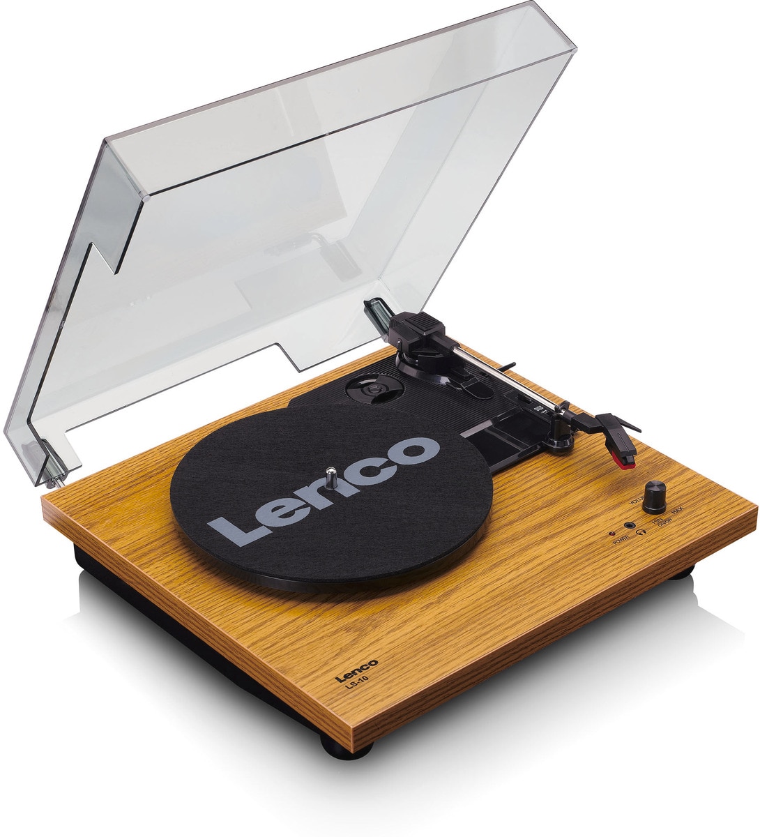 Lenco LS-10WD Plattenspieler mit Lautsprechern (Weiß/Holz)