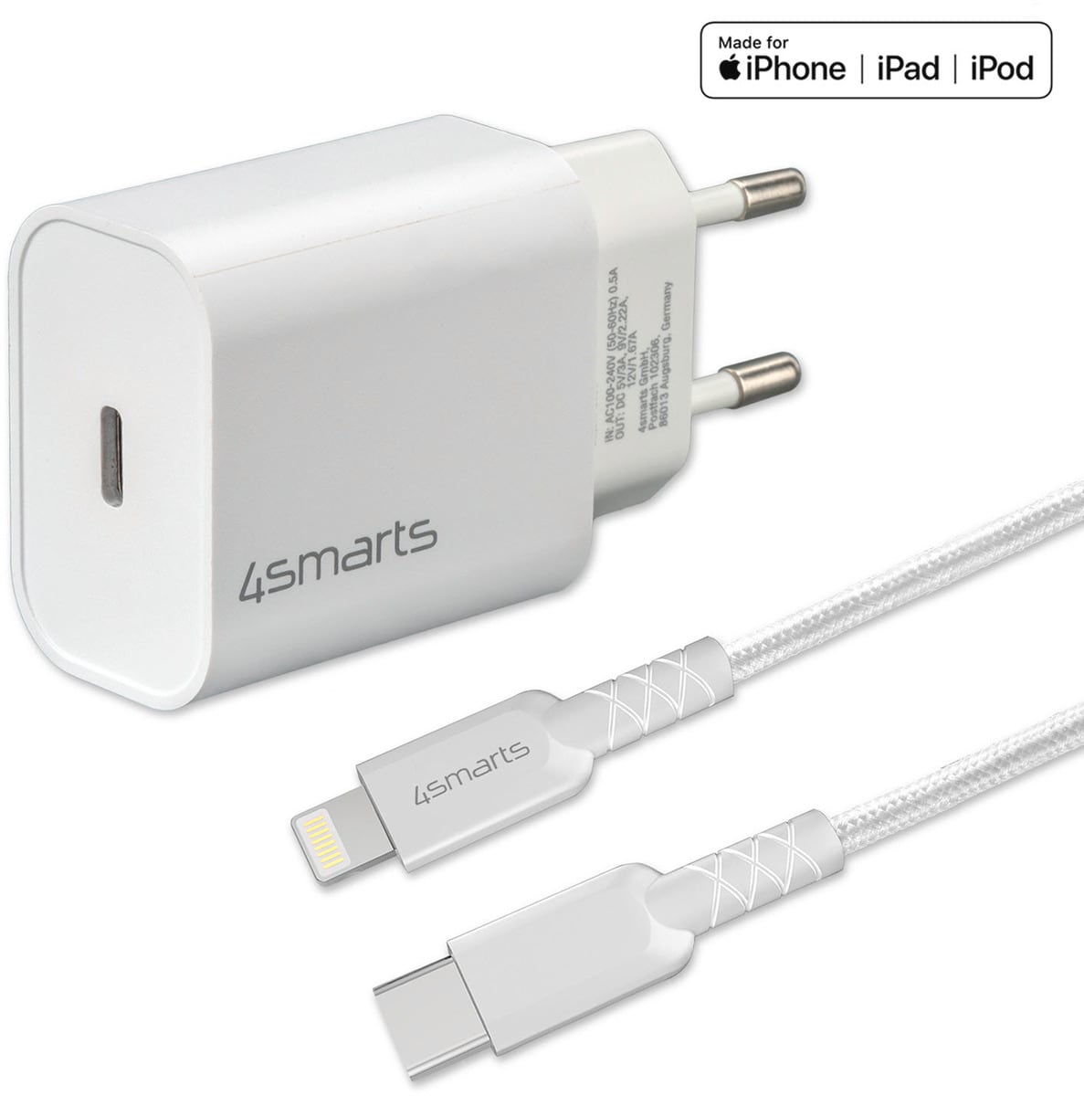 4smarts Schnelllade-Set 20W mit 1,5m Lightning Kabel f. iPhone - Bild 1