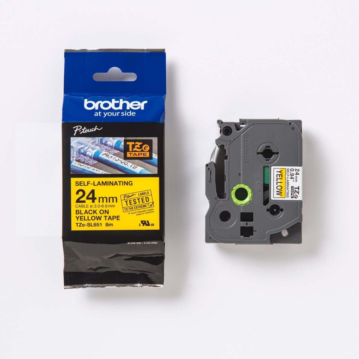 Brother TZe-SL651  gelb/schwarz, 24 mm, selbstlaminierend, 8 m - Bild 1