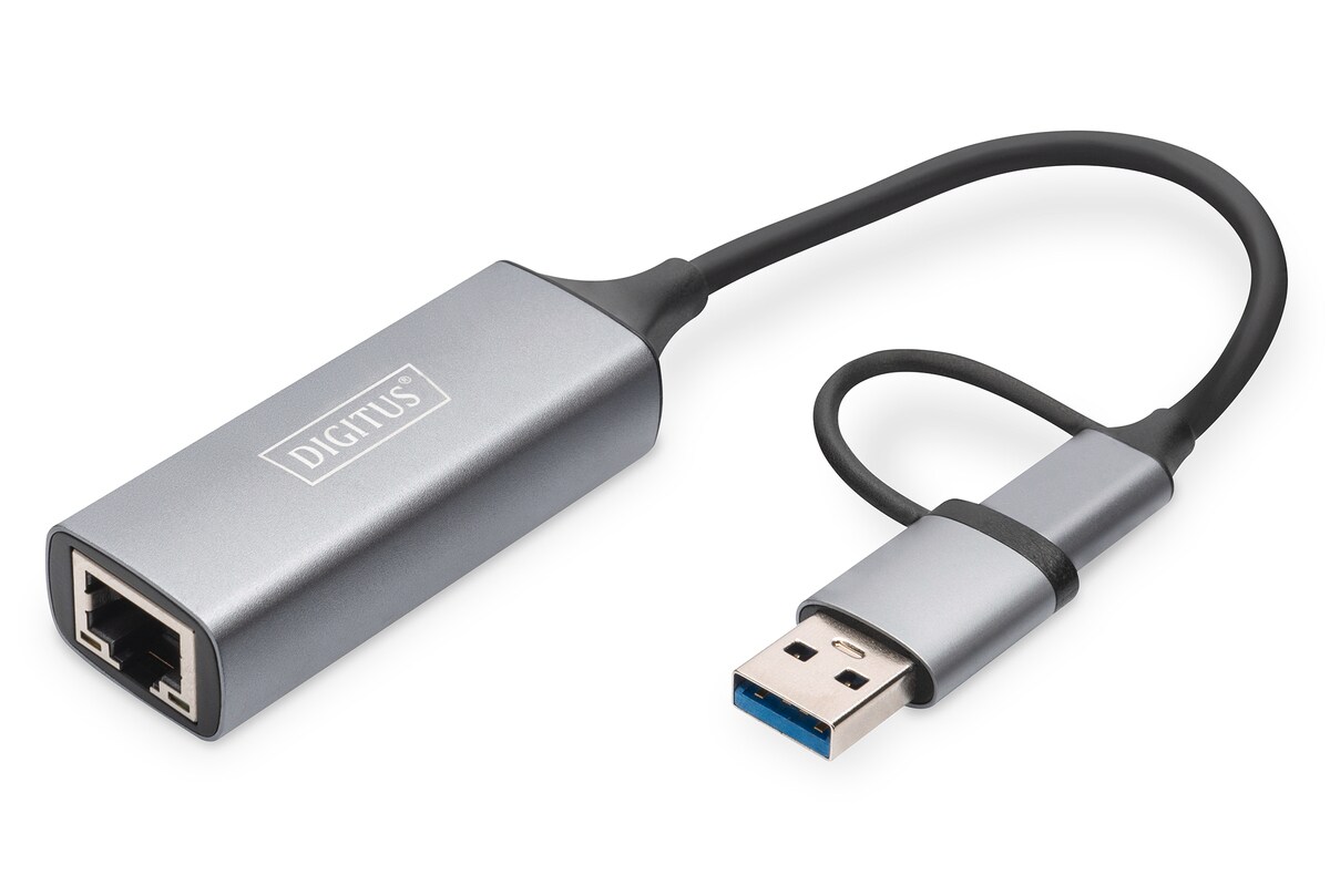Digitus USB-C&trade; Gigabit Ethernet Adapter 2.5G, USB-C&trade; + USB A - Bild 1