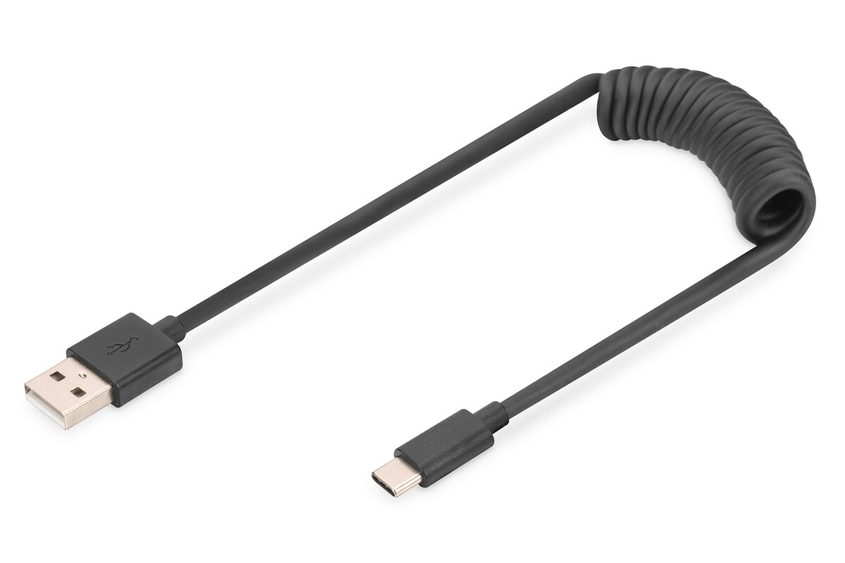 DIGITUS USB 2.0 - USB - A auf USB - C Spiralkabel - Bild 1