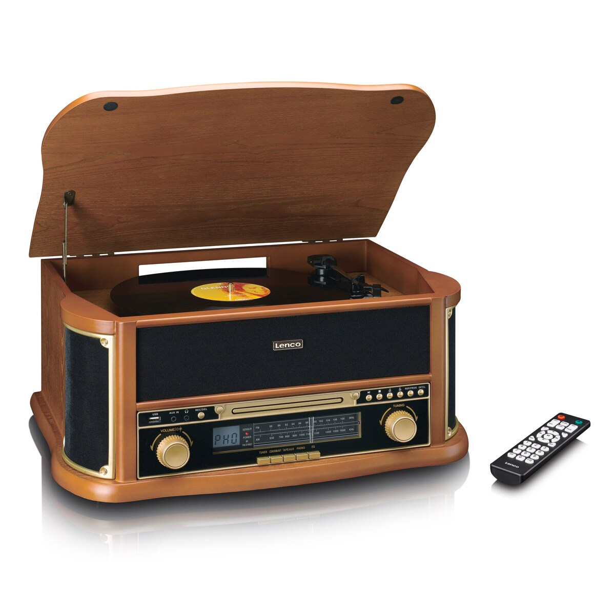 LENCO TCD-2551 Plattenspieler Holzgehäuse USB Kassette, Holz | 08711902082903