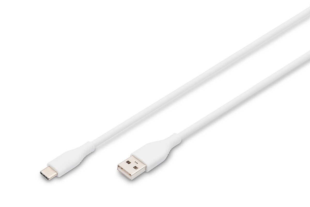 DIGITUS USB-C Silikon Anschlusskabel, 1m, wei&szlig; - Bild 1