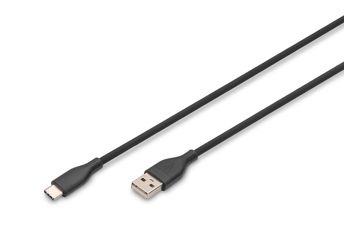 DIGITUS USB-C Silikon Anschlusskabel, 0,5m, schwarz - Bild 1
