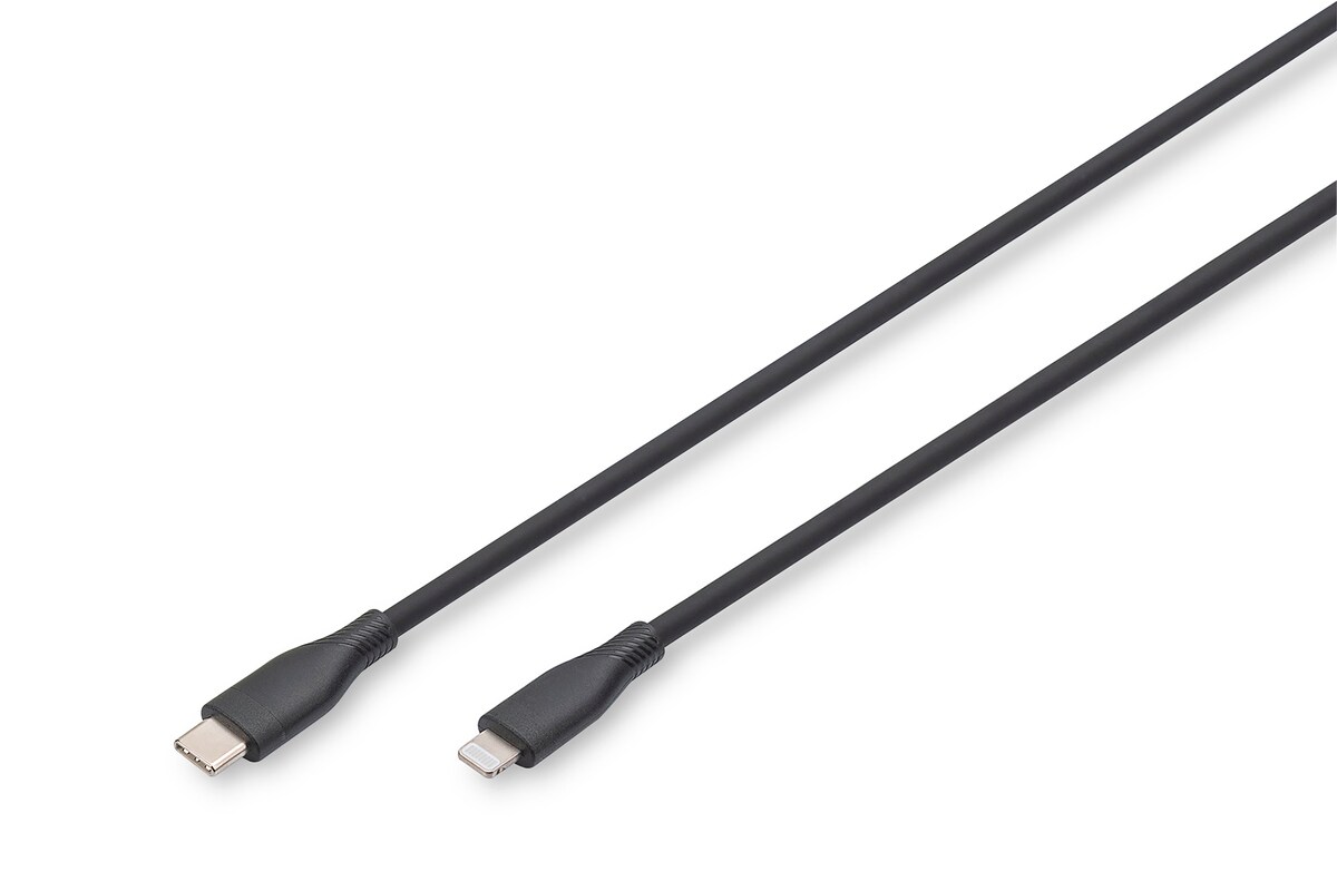 DIGITUS Lightning Silikon Kabel, USB-C Lightning, 0,5m, black - Bild 1