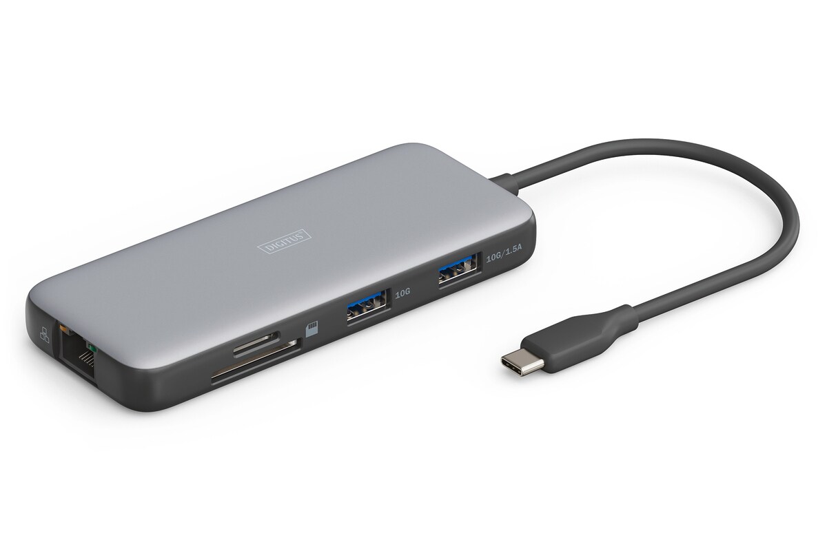 DIGITUS USB-C Docking Station, 7-Port, HDMI, USB, RJ45, SD | 04016032497738