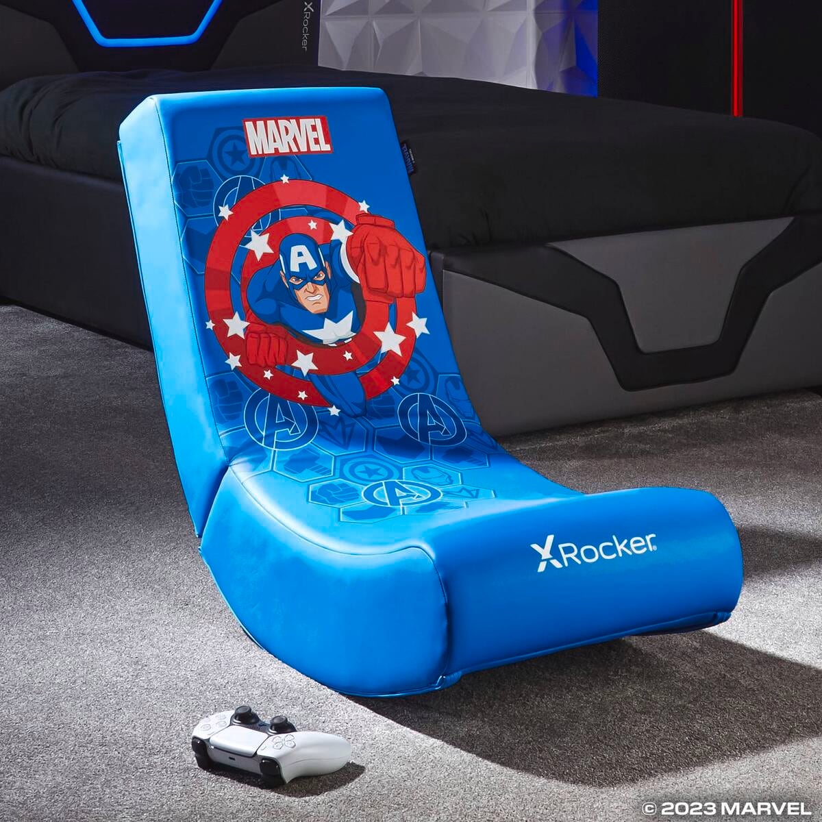 XROCKER Gaming Bodensessel blau Marvel/Captain America/klappba - Bild 1