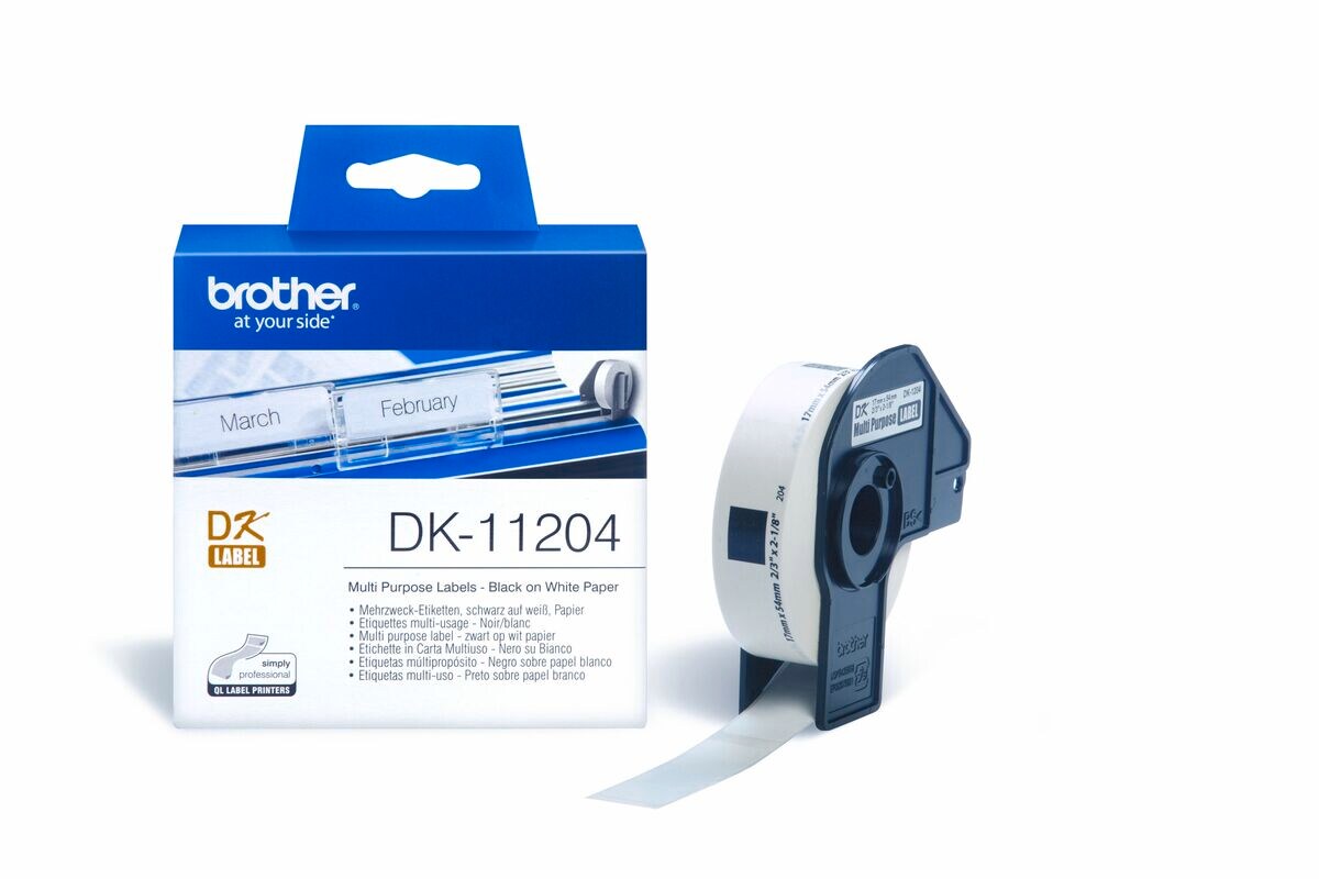 Brother Mehrzwecketiketten DK-11204 (400 St.) wei&szlig; 17 x 54 mm - Bild 1