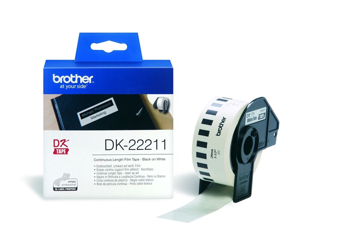 Brother Endlos-Etikettenfilm DK-22211 wei&szlig;, 29mm x 15,2m - Bild 1