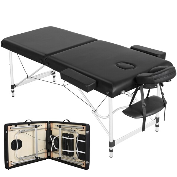 Yaheetech Massageliege Alu Massagetisch Klappbar Massagebett Massagestuhl mit 2 Zonen höhenverstellbar mit Tragetasche, belastbar bis 250kg
