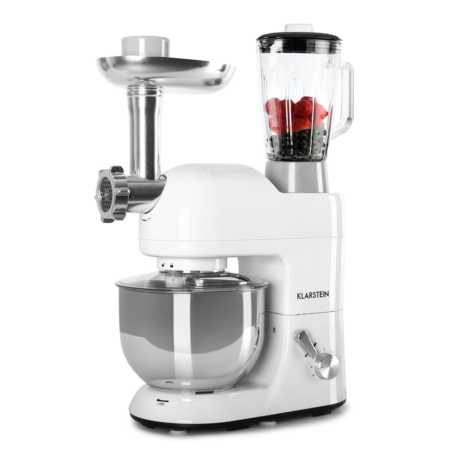 Lucia Küchenmaschine 3-in-1 1800 W / 2,7 PS 5 Ltr Edelstahl BPA-frei Weiß