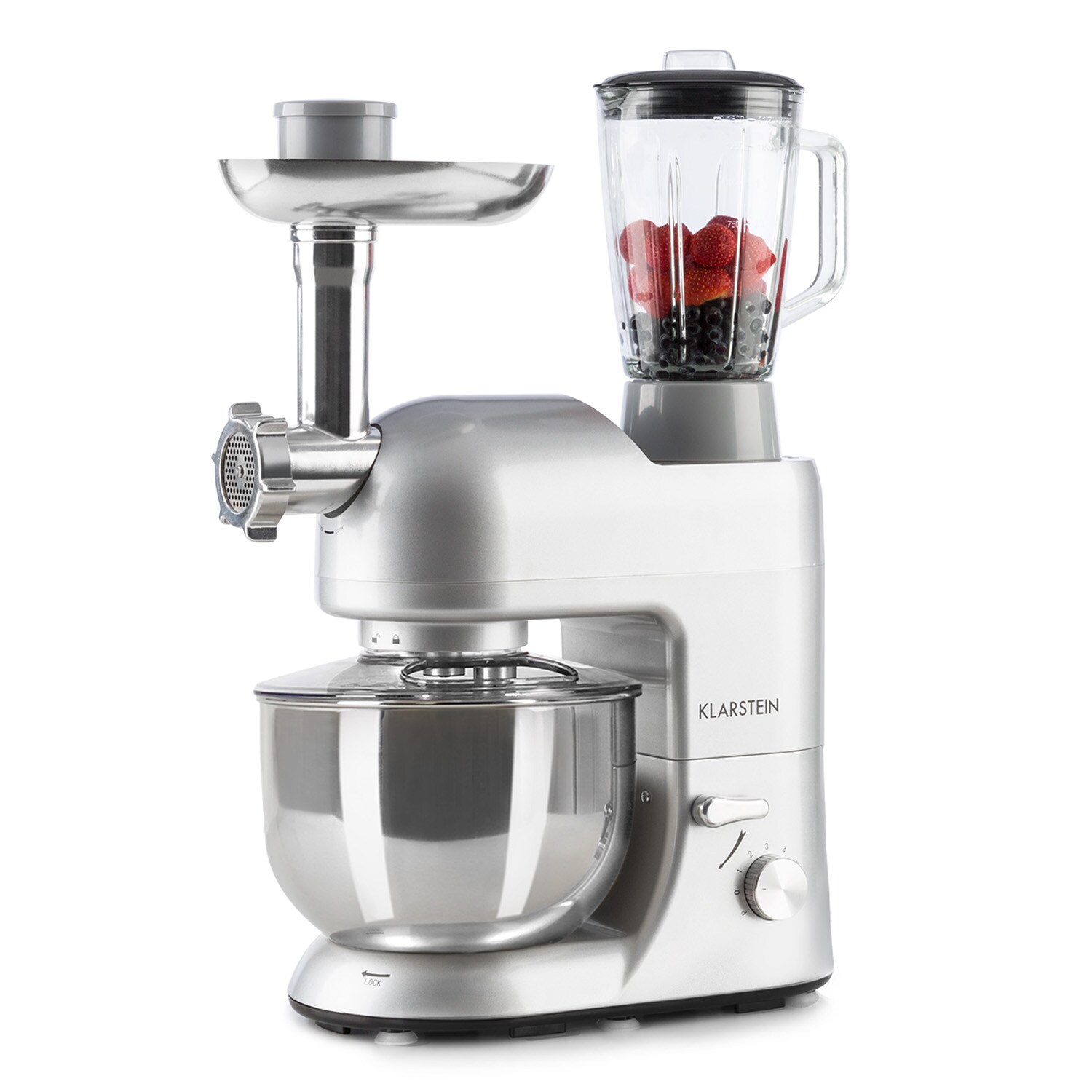 Lucia Küchenmaschine 3-in-1 1800 W / 2,7 PS 5 Ltr Edelstahl BPA-frei Grau