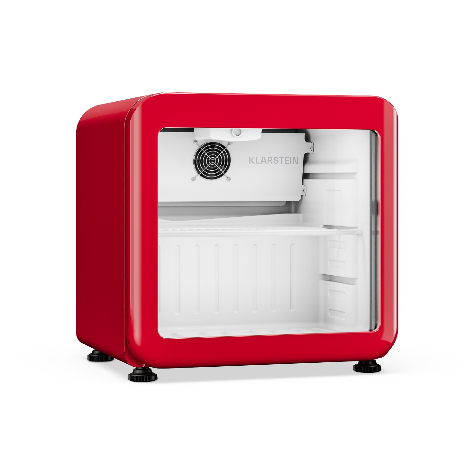Audrey Evo Getränkekühlschrank   39 x 38 cm   LED-Innenbeleuchtung   75 W   42 dB Rot 46 Liter