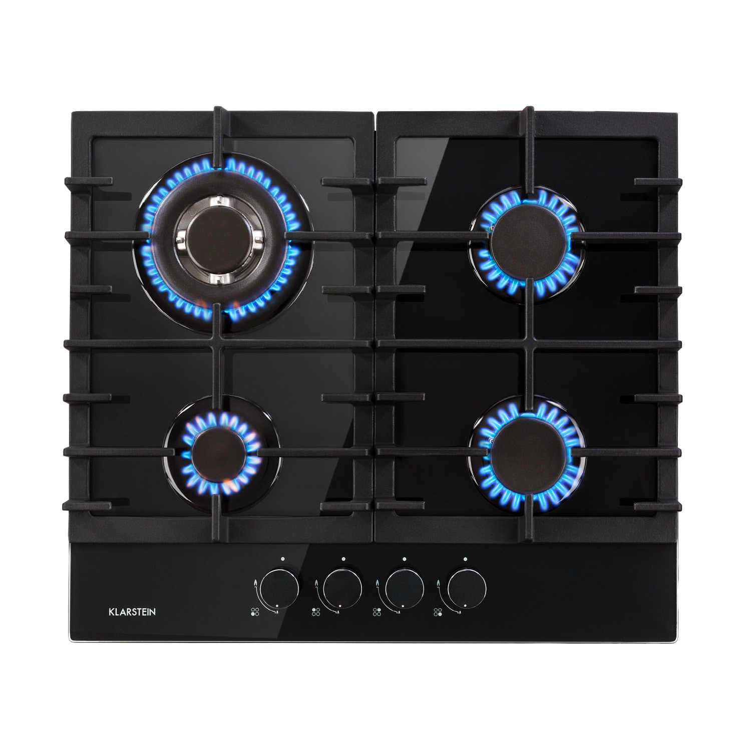 Ignito 4 Zonen Gaskochfeld 4-flammig Sabaf-Brenner Glaskeramik schwarz Schwarz 4 Brenner - Bild 1