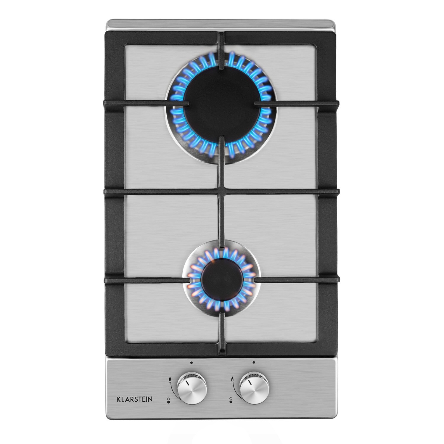 Ignito Domino Gaskochfeld 2-flammig Sabaf-Brenner Edelstahl silber Silber 2 Brenner - Bild 1