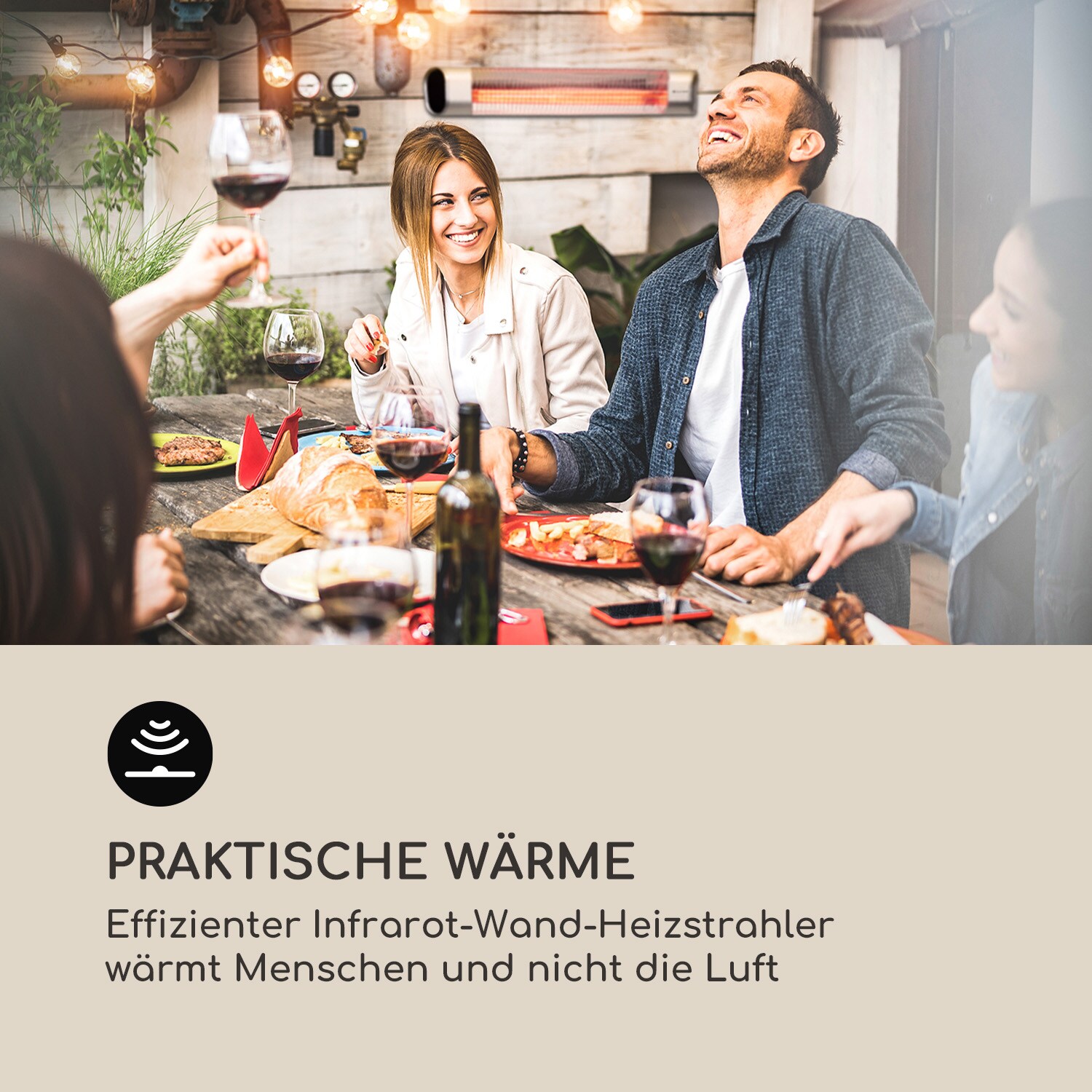 Dark Wave Infrarot-Heizstrahler 2000W Goldbeschichtete Carbonröhre IP65 Aluminium | 04060656157332