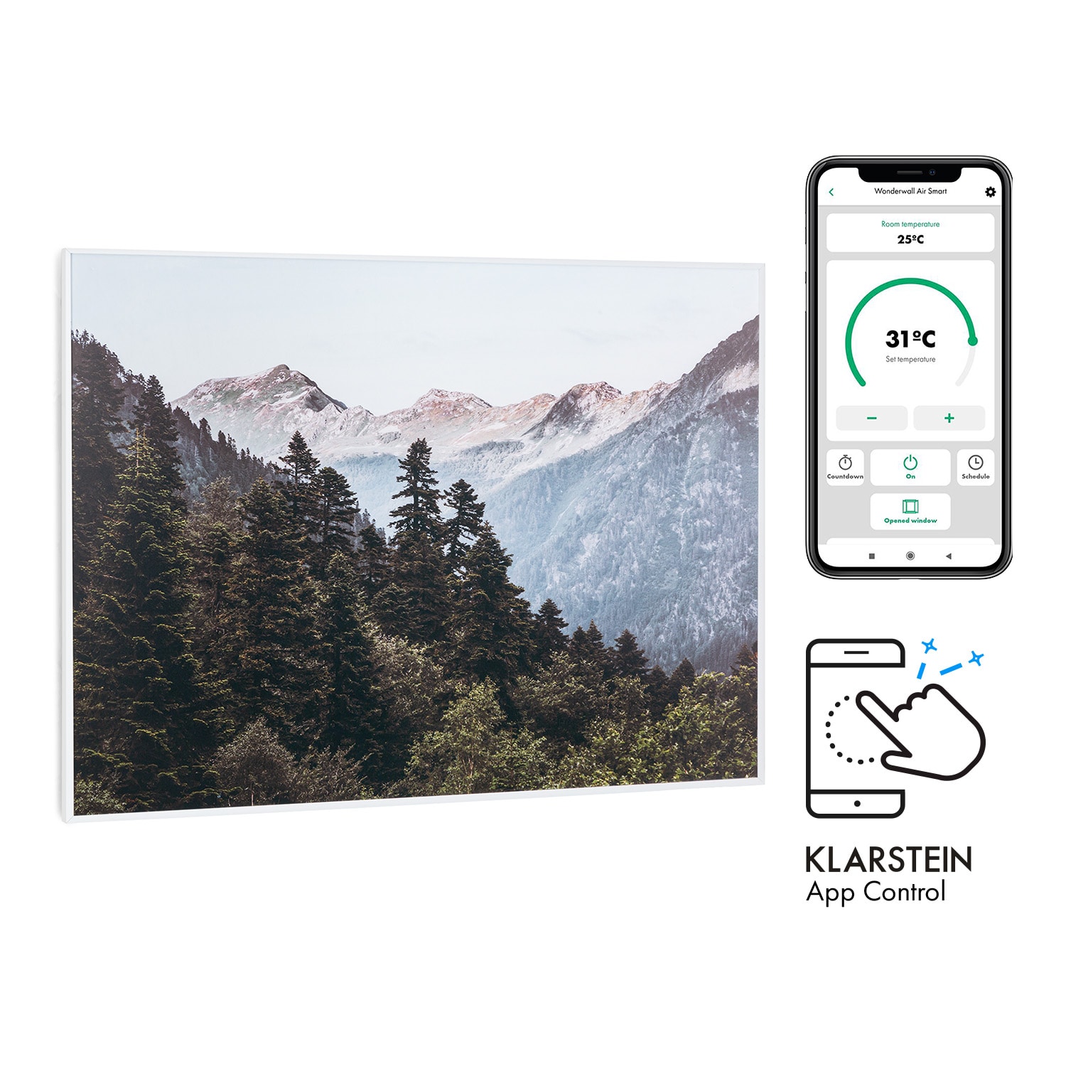 Wonderwall Air Art Smart Infrarotheizung 80x60cm 500W Wandmontage Berg - Bild 1
