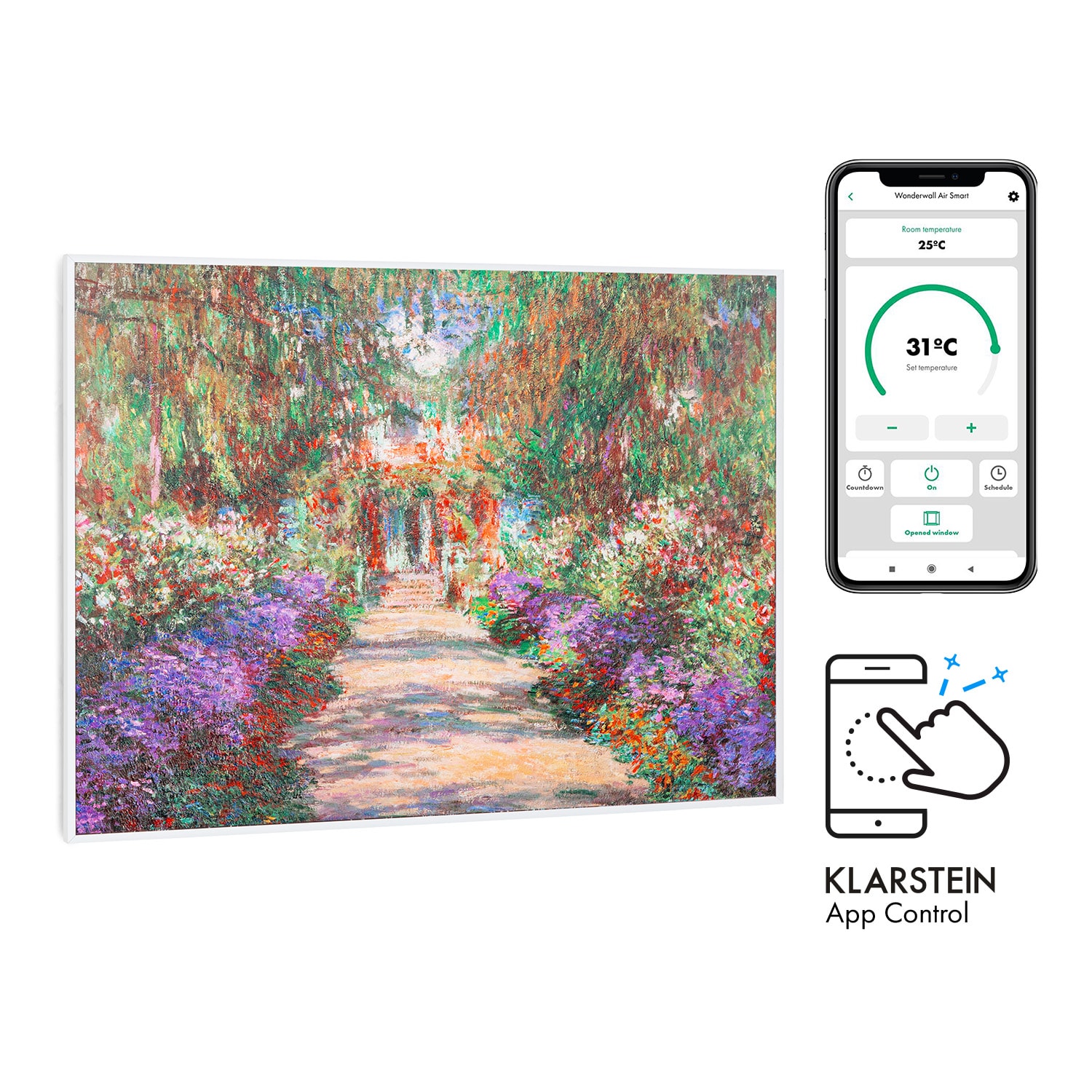 Wonderwall Air Art Smart Infrarotheizung 80x60cm 500W Wandmontage Gartenweg - Bild 1
