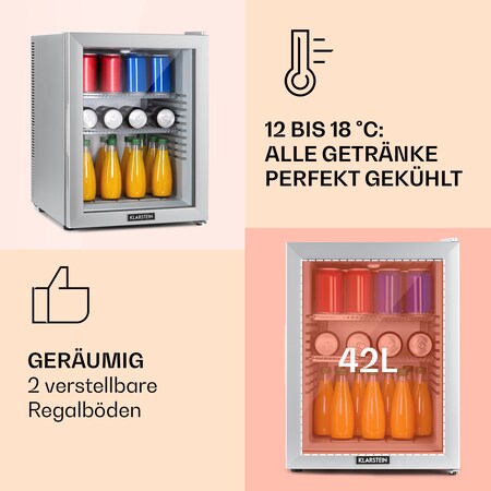 Klarstein Kühlschrank, Mini-Kühlschrank für Getränke, Kühlschrank