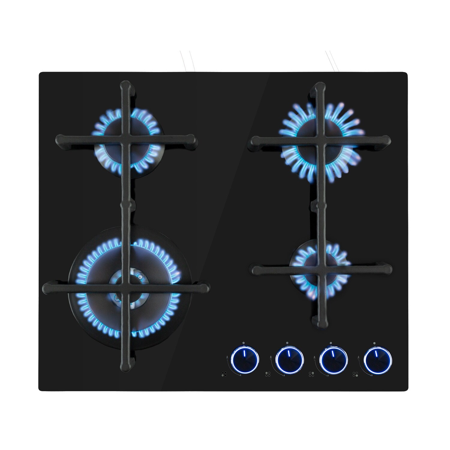 Illuminosa 4 Gaskochfeld 4-flammig Sabaf-Brenner Glaskeramik | 04060656445507