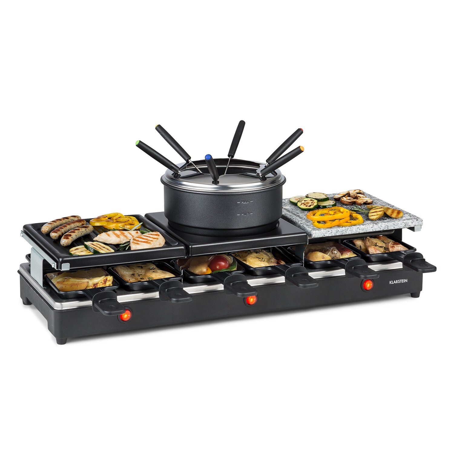 Fonduelette XL 3-in-1 Raclettegrill Fondue Naturstein 1650W 12 Pers - Bild 1