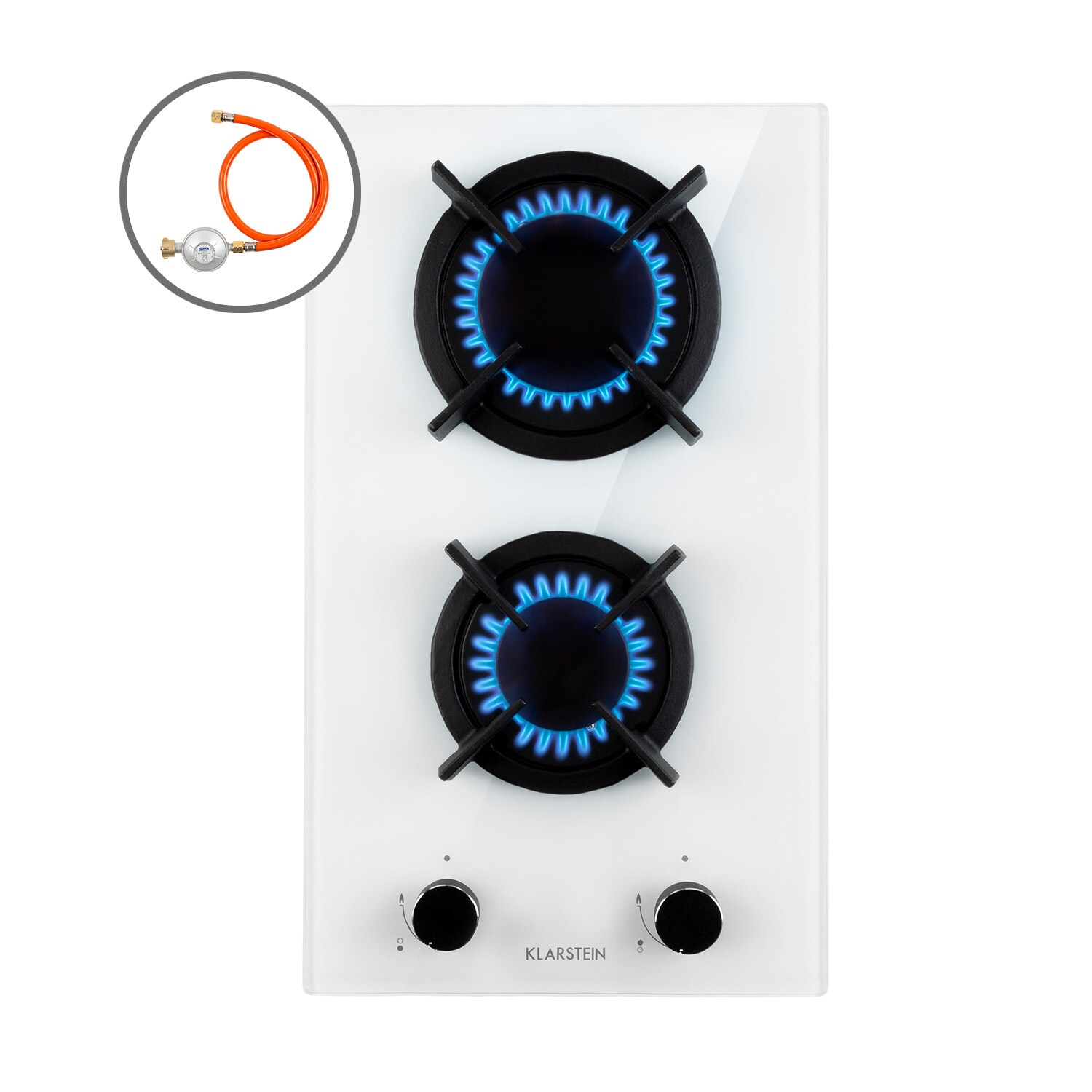 Goldflame Domino Gaskochfeld 2-flammig Messing-Brenner Glaskeramik - Bild 1