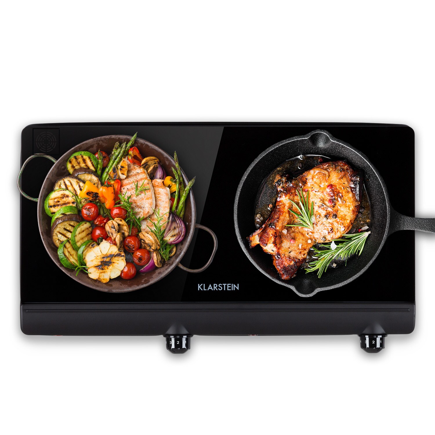 Cookbuddy Doppel-Kochfeld 2400W 5 Leistungsstufen Glaskeramik Schwarz