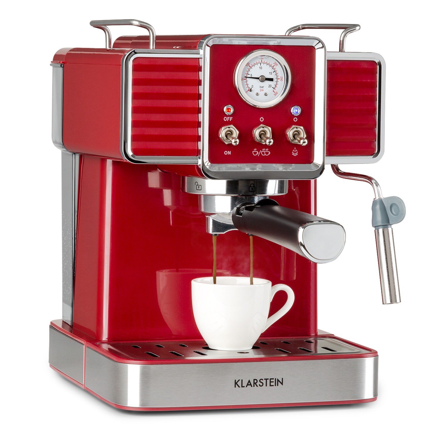Gusto Classico Espressomaker 1350 Watt 20 Bar Druck 1,5 Liter Rot
