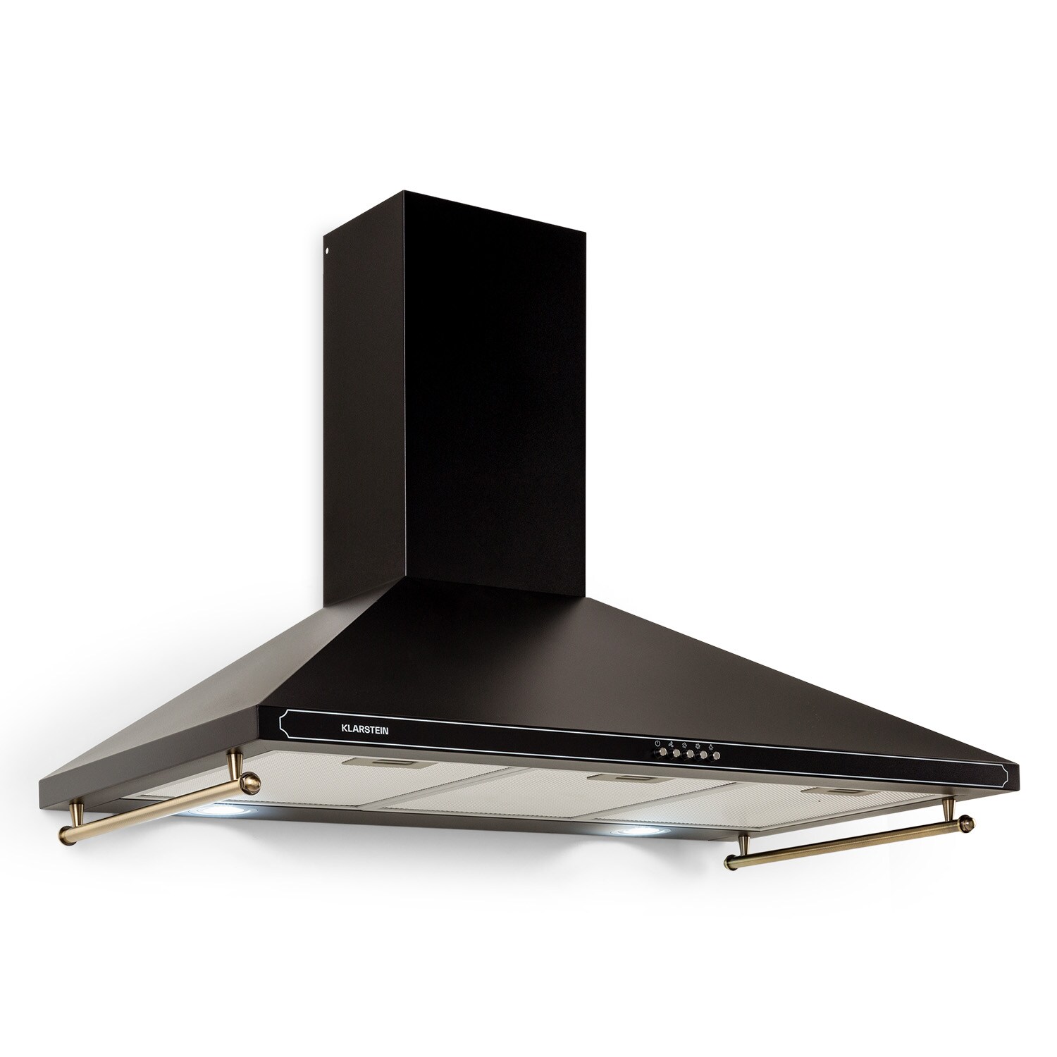 Victoria 90 Dunstabzugshaube 90cm Retro-Design 644,5m&sup3;/h 2 LED-Lampen Schwarz - Bild 1