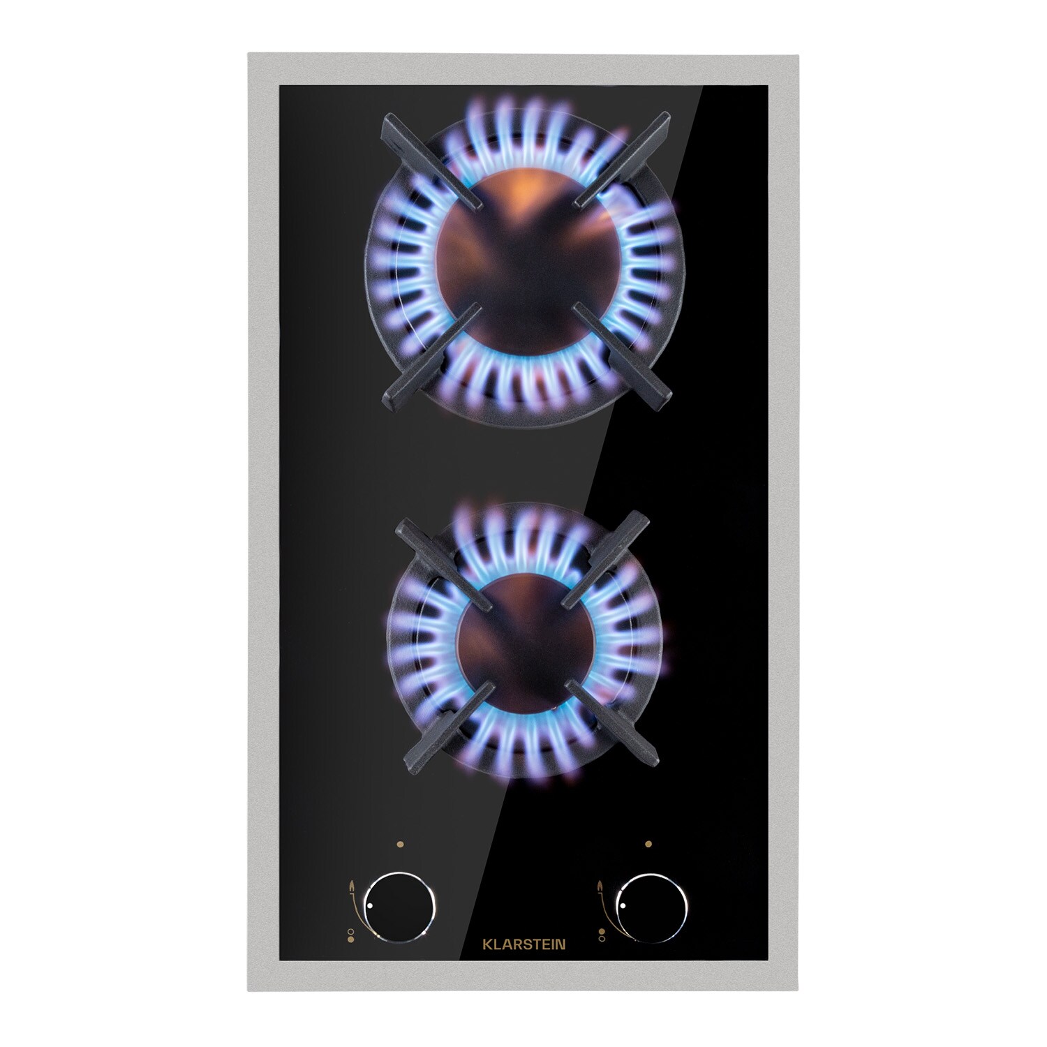 Goldflame Domino Prime Gaskochfeld 2-flammig Messing-Brenner Glaskeramik Schwarz - Bild 1